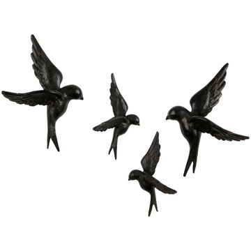 BePureHome Avaler Vogels Set van 4 Wanddecoratie