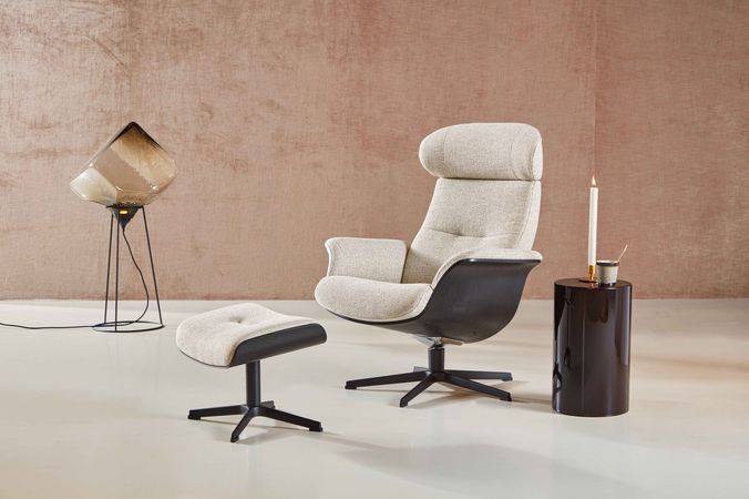 Eijerkamp Collectie Time-Out Beige Relaxfauteuil + Hocker