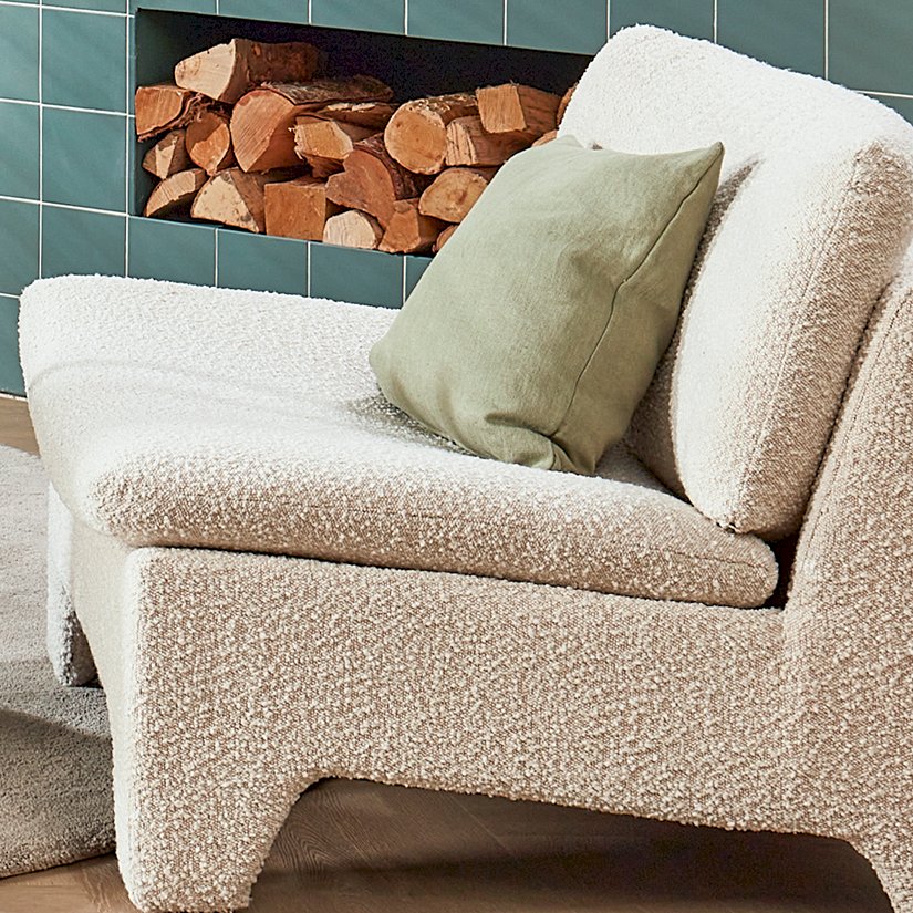 retro lounge fauteuil boucle cream