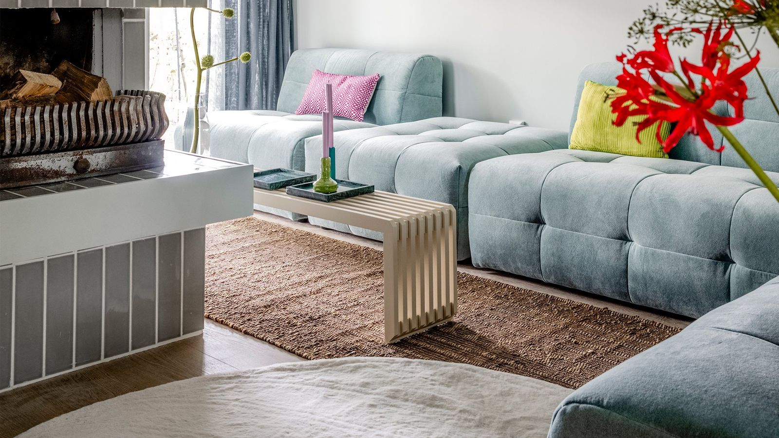 HKLIVING Slatted L Bank