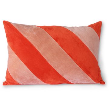 HKLIVING Striped Velvet Koraal Koraal Sierkussen