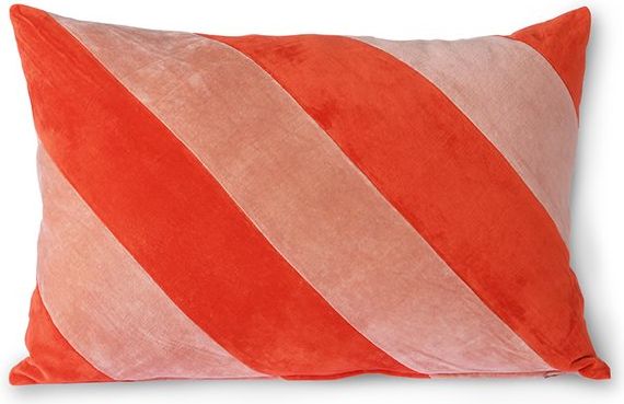 HKLIVING Striped Velvet Koraal Sierkussen