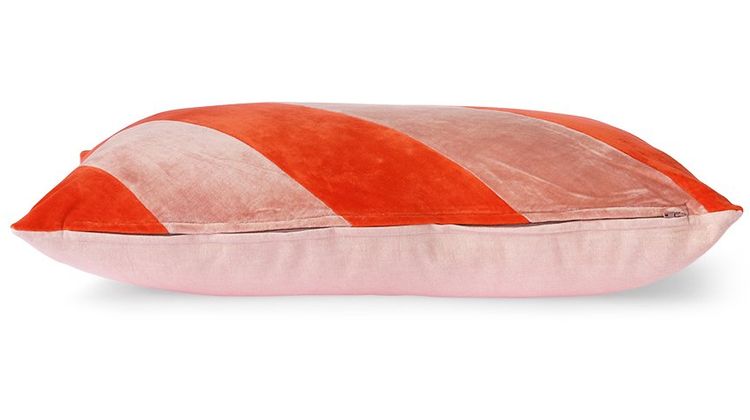HKLIVING Striped Velvet Koraal Sierkussen