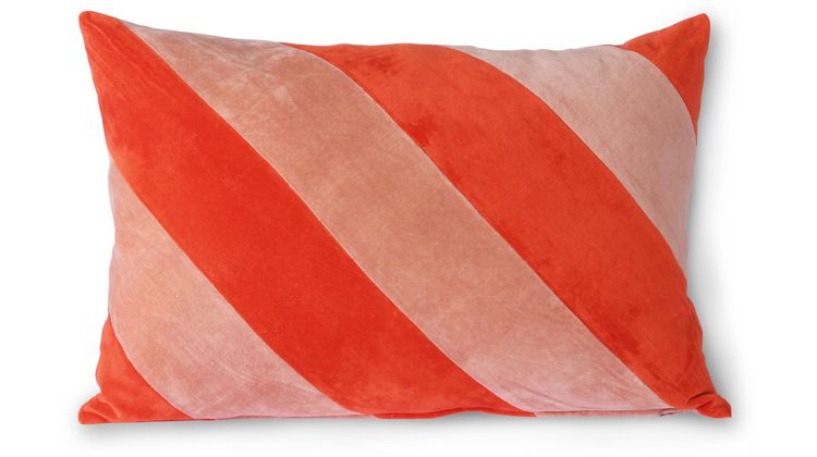 HKLIVING Striped Velvet Koraal Sierkussen