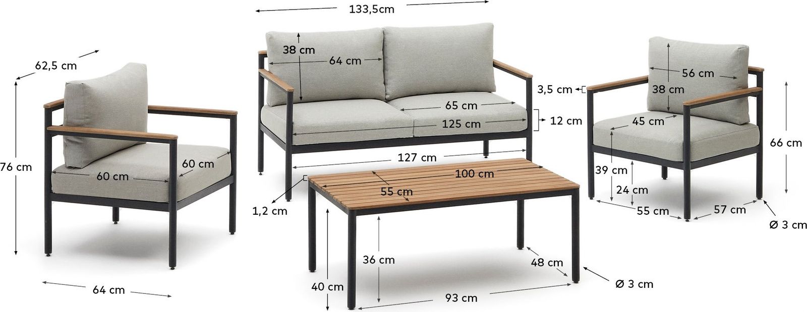 Kave Home Aiguafreda Loungeset