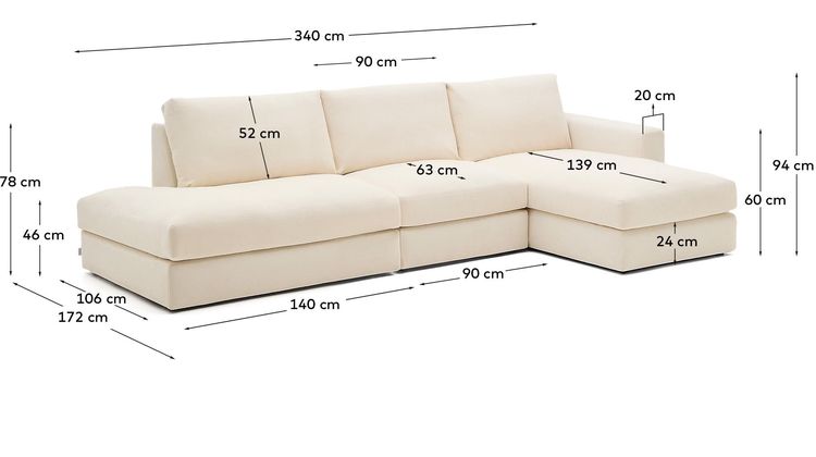 Kave Home Alea 5-Zits Hoekbank