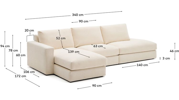 Kave Home Alea 5-Zits Hoekbank