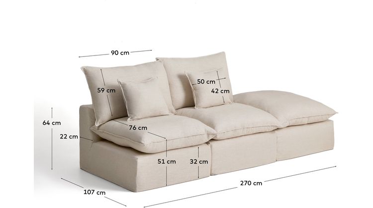 Kave Home Anarela 2-Zitsbank + Hocker