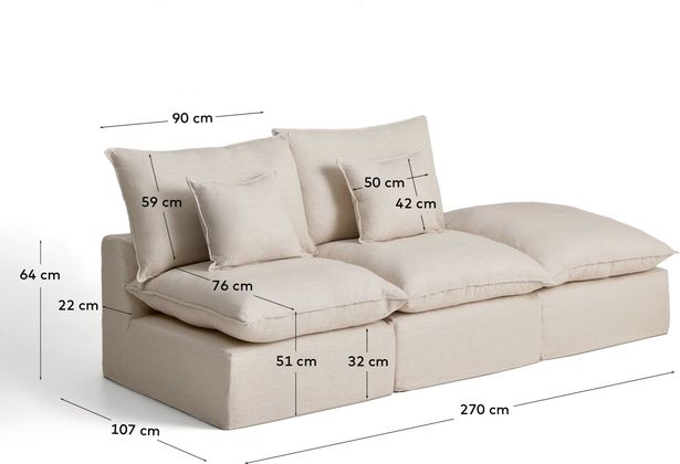 Kave Home Anarela 2-Zitsbank + Hocker