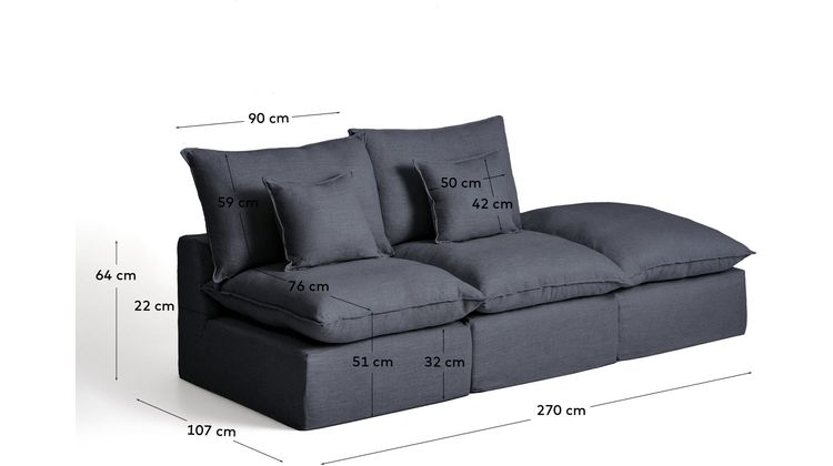 Kave Home Anarela 2-Zitsbank + Hocker