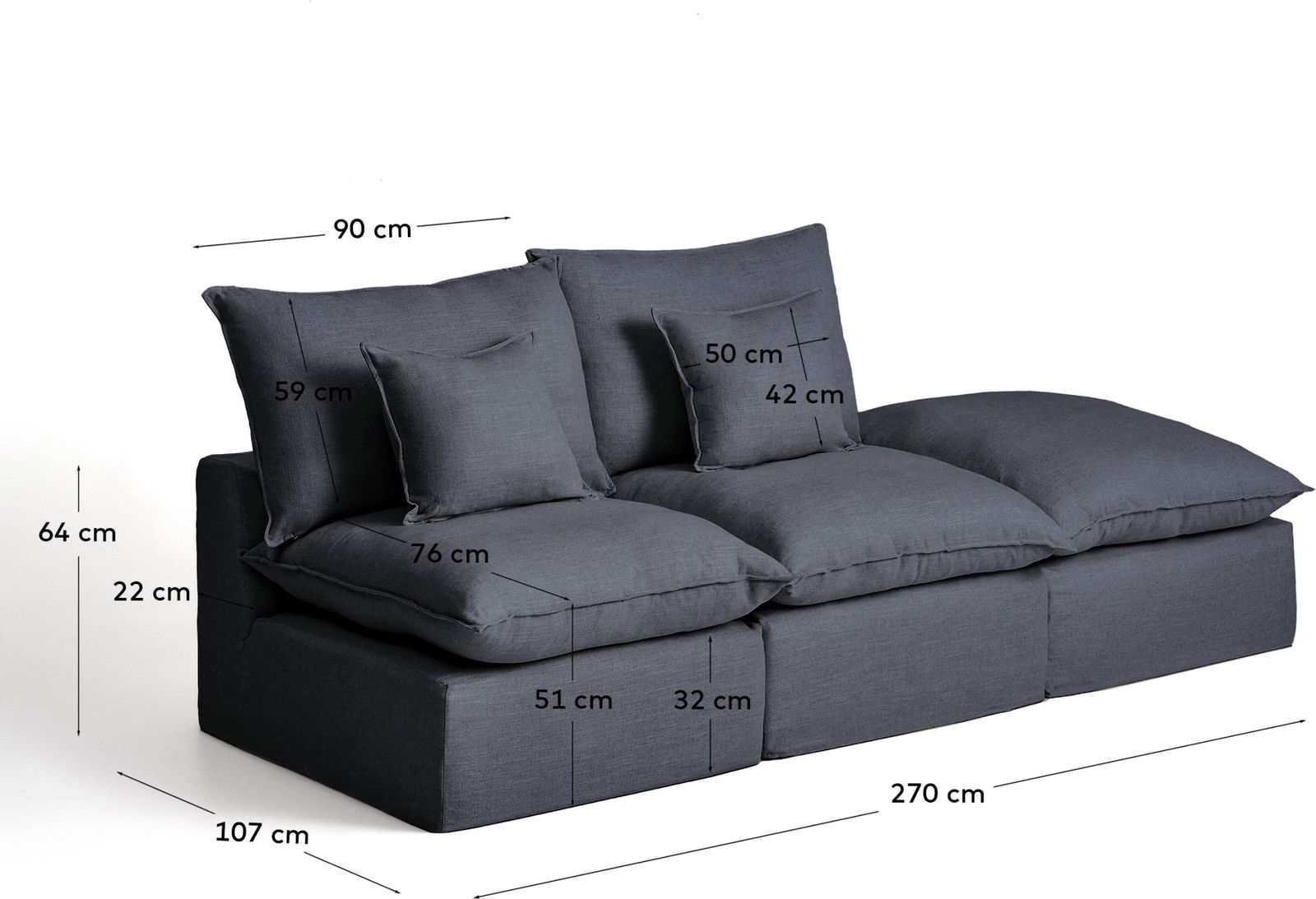 Kave Home Anarela 2-Zitsbank + Hocker