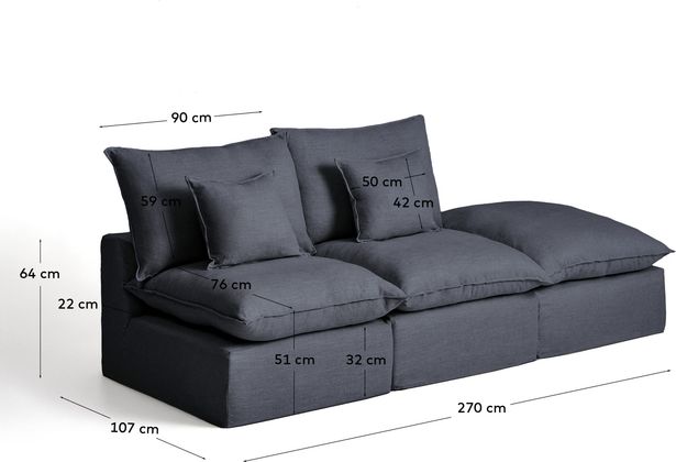 Kave Home Anarela 2-Zitsbank + Hocker