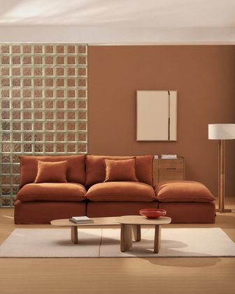 Kave Home Anarela 2-Zitsbank + Hocker