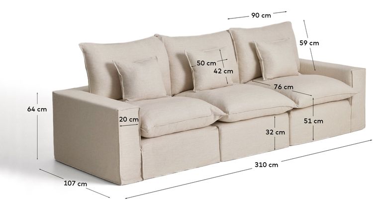 Kave Home Anarela 3-Zits Elementenbank