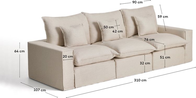 Kave Home Anarela 3-Zits Elementenbank