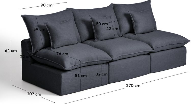 Kave Home Anarela 3-Zits Elementenbank