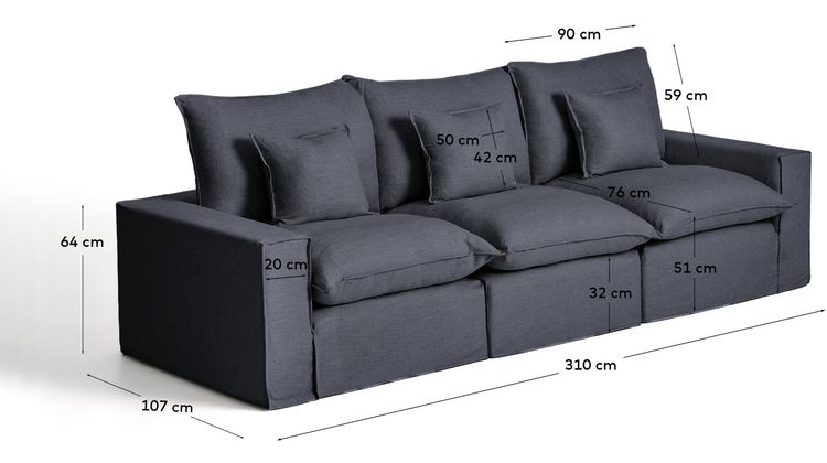 Kave Home Anarela 3-Zits Elementenbank