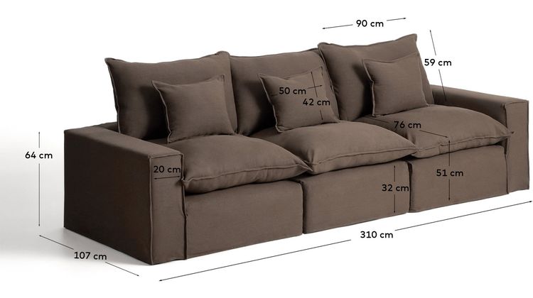 Kave Home Anarela 3-Zits Elementenbank