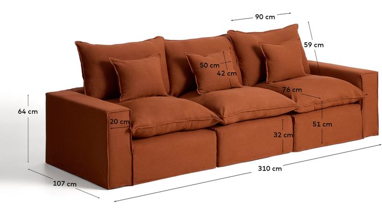 Kave Home Anarela 3-Zits Elementenbank