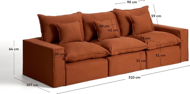 Kave Home Anarela 3-Zits Elementenbank