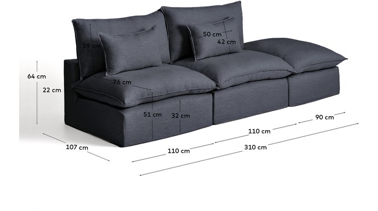 Kave Home Anarela 3-Zitsbank + Hocker