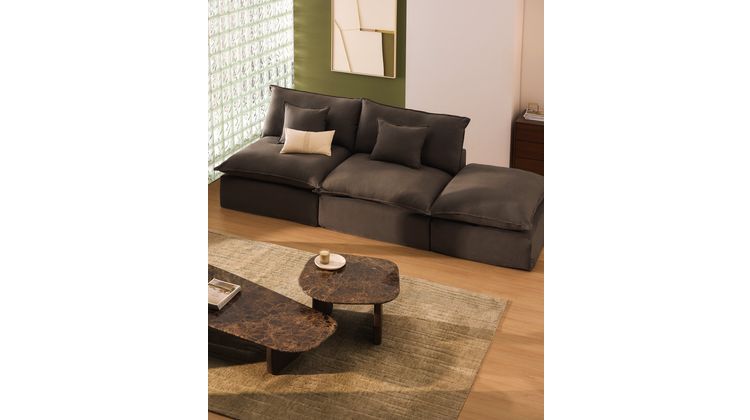Kave Home Anarela 3-Zitsbank + Hocker