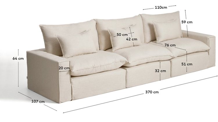 Kave Home Anarela 5-Zits Elementenbank