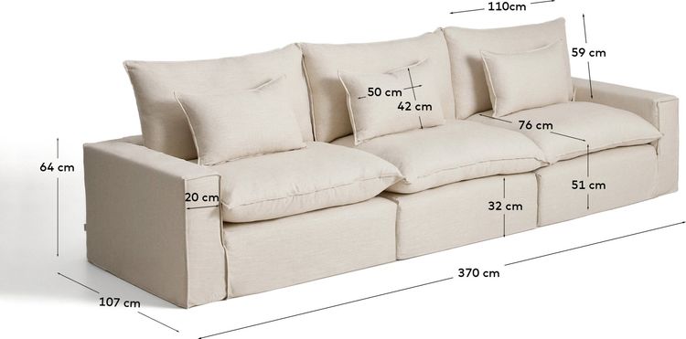 Kave Home Anarela 5-Zits Elementenbank
