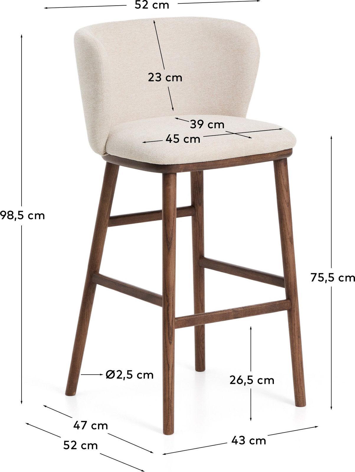 Kave Home Ciselia Hoog Barstoel