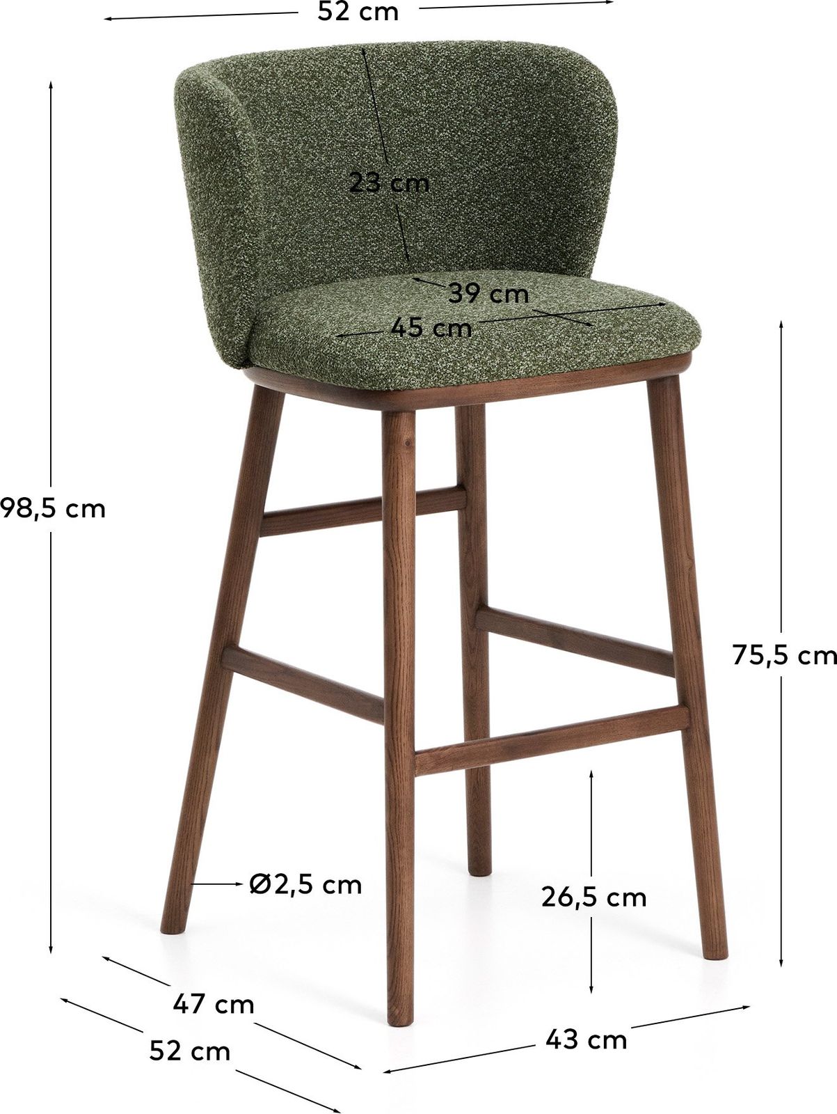 Kave Home Ciselia Hoog Barstoel