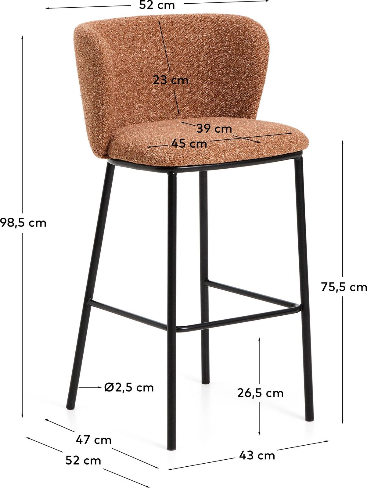 Kave Home Ciselia Hoog Barstoel