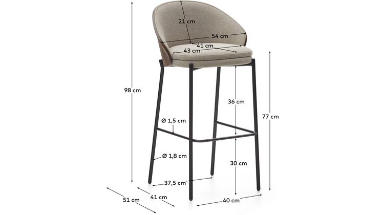 Kave Home Eamy Hoog Barstoel
