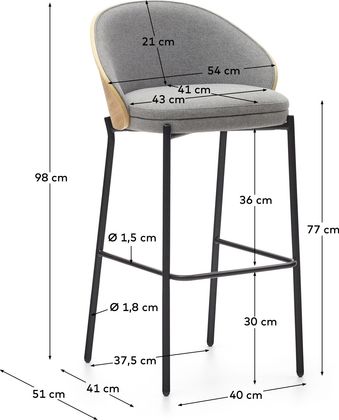 Kave Home Eamy Hoog Barstoel