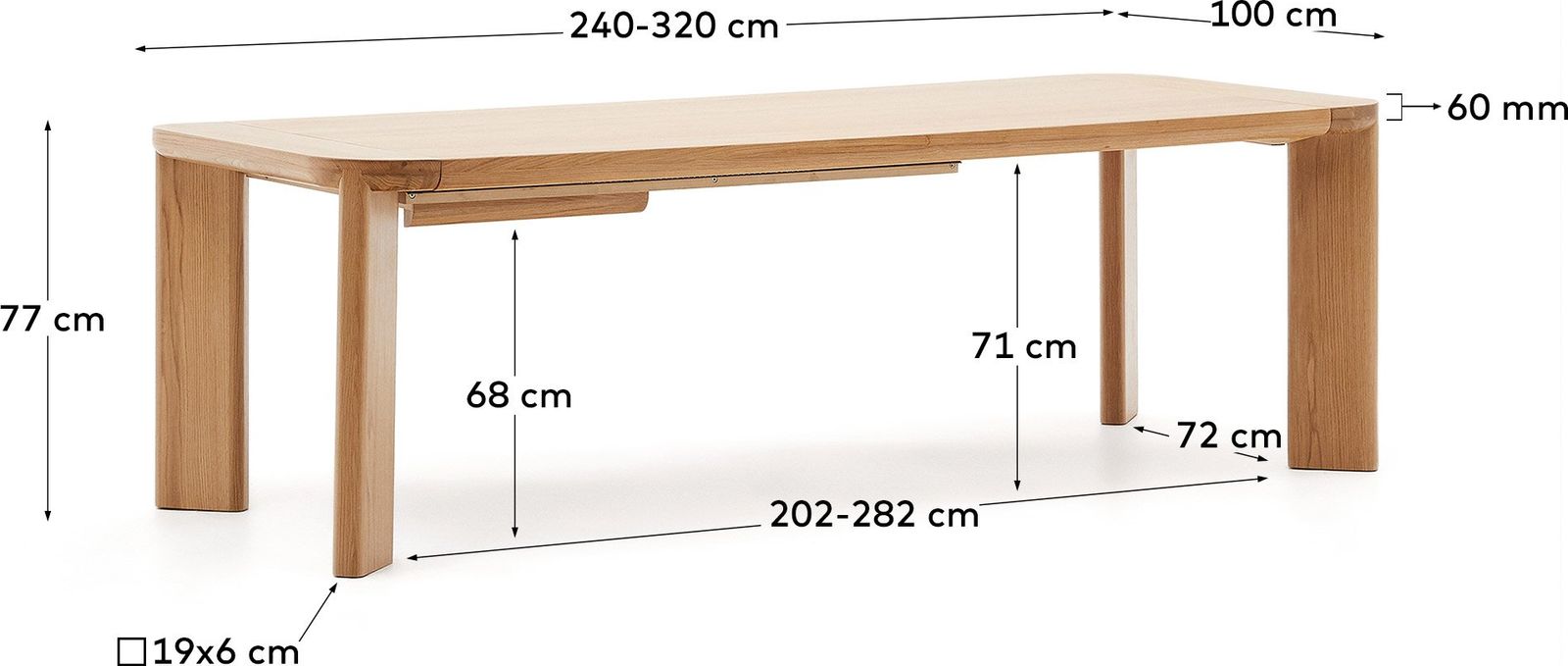 Kave Home Jondal Uitschuifbaar Eettafel