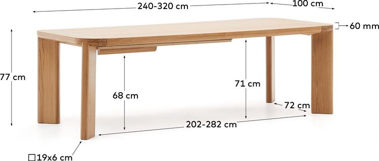 Kave Home Jondal Uitschuifbaar Eettafel