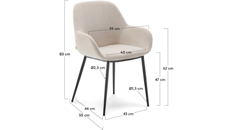 Kave Home Konna Staal Eetkamerstoel