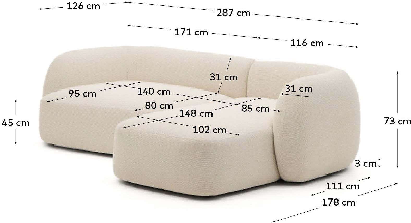 Kave Home Martina 3-Zits Hoekbank