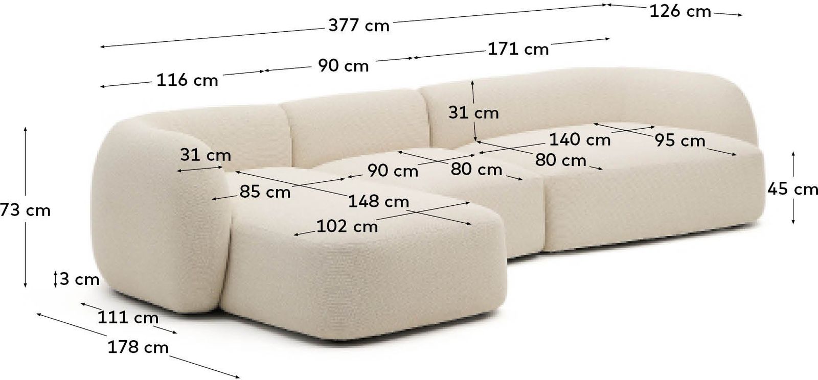 Kave Home Martina Hoekbank