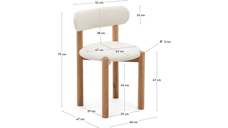 Kave Home Nebai Bouclé Eetkamerstoel
