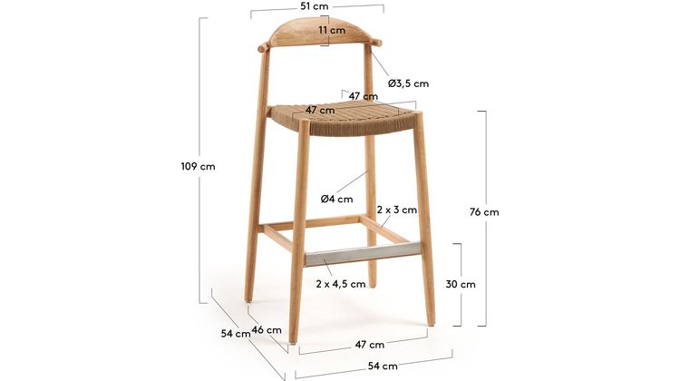 Kave Home Nina Hoge Tuin Barkruk