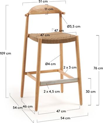 Kave Home Nina Hoge Tuin Barkruk