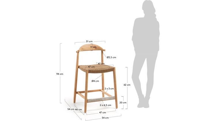 Kave Home Nina Lage Tuin Barkruk