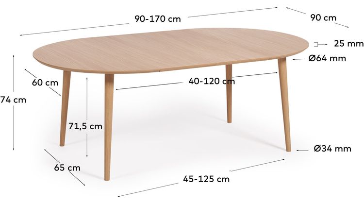 Kave Home Oakland Uitschuifbare Eettafel