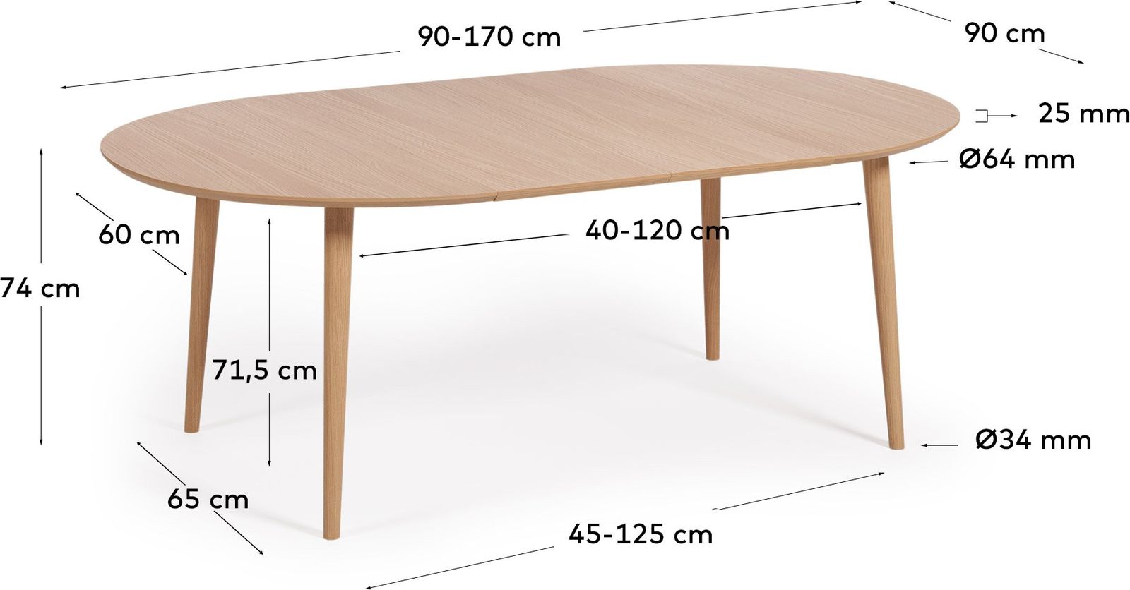 Kave Home Oakland Uitschuifbare Eettafel