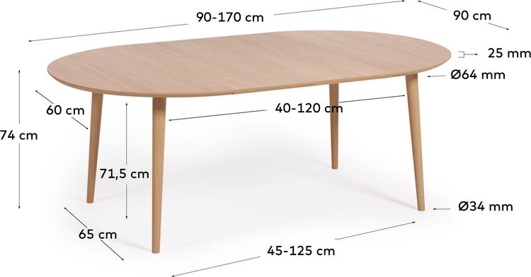 Kave Home Oakland Uitschuifbare Eettafel