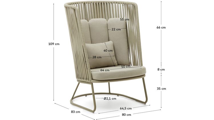 Kave Home Saconca Hoge Outdoor Fauteuil