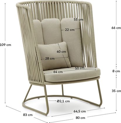 Kave Home Saconca Hoge Outdoor Fauteuil