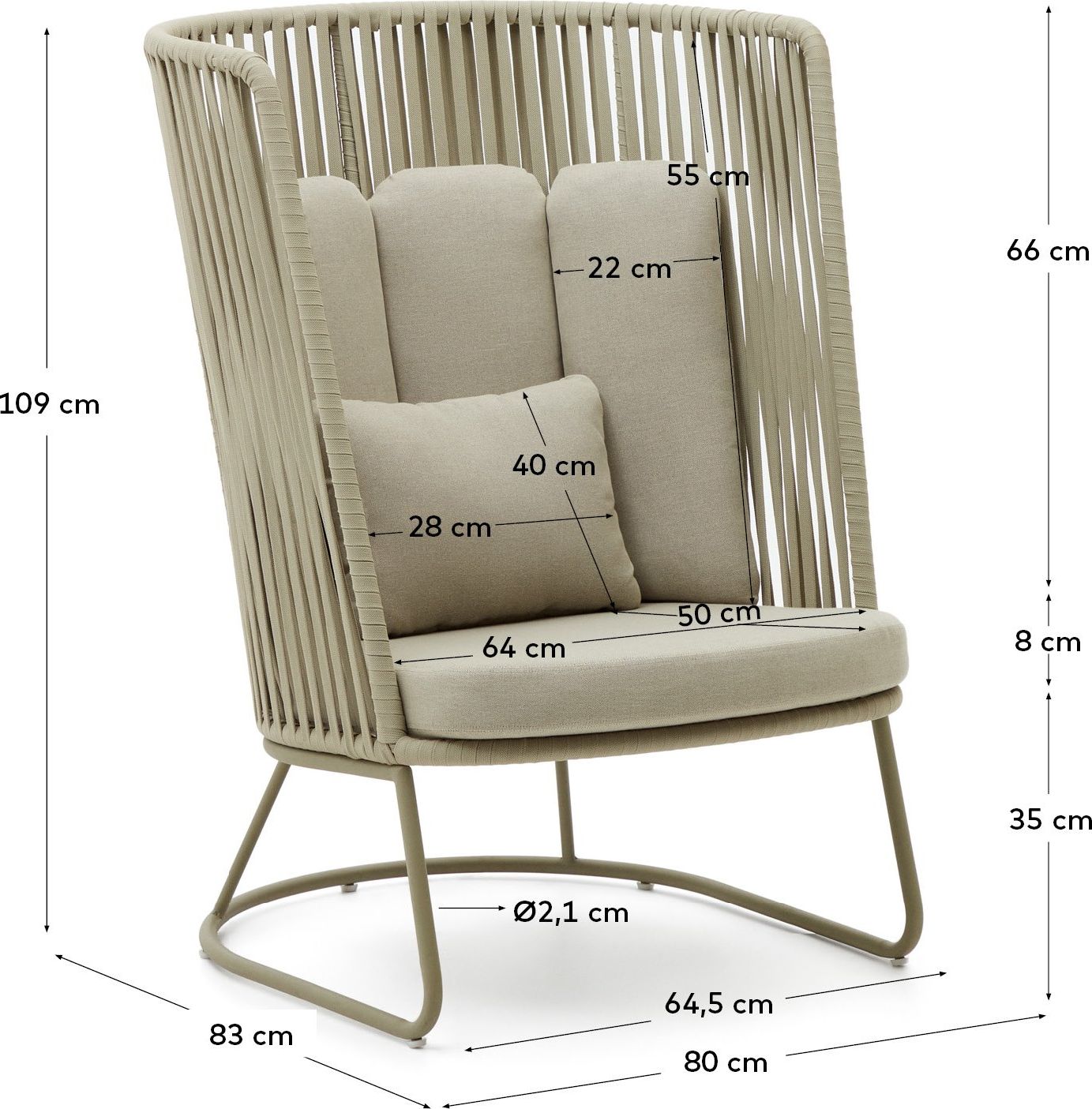 Kave Home Saconca Hoge Outdoor Fauteuil