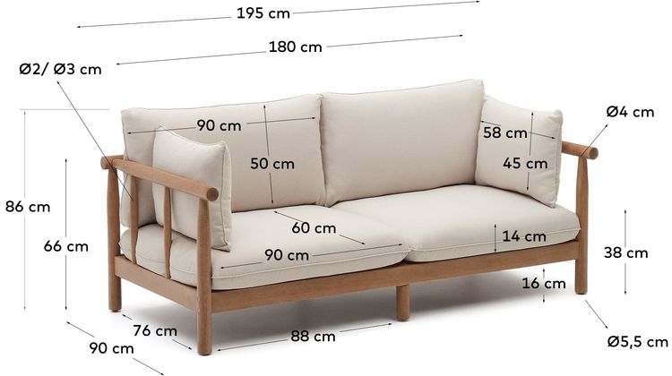 Kave Home Sacova Outdoor 2-Zitsbank