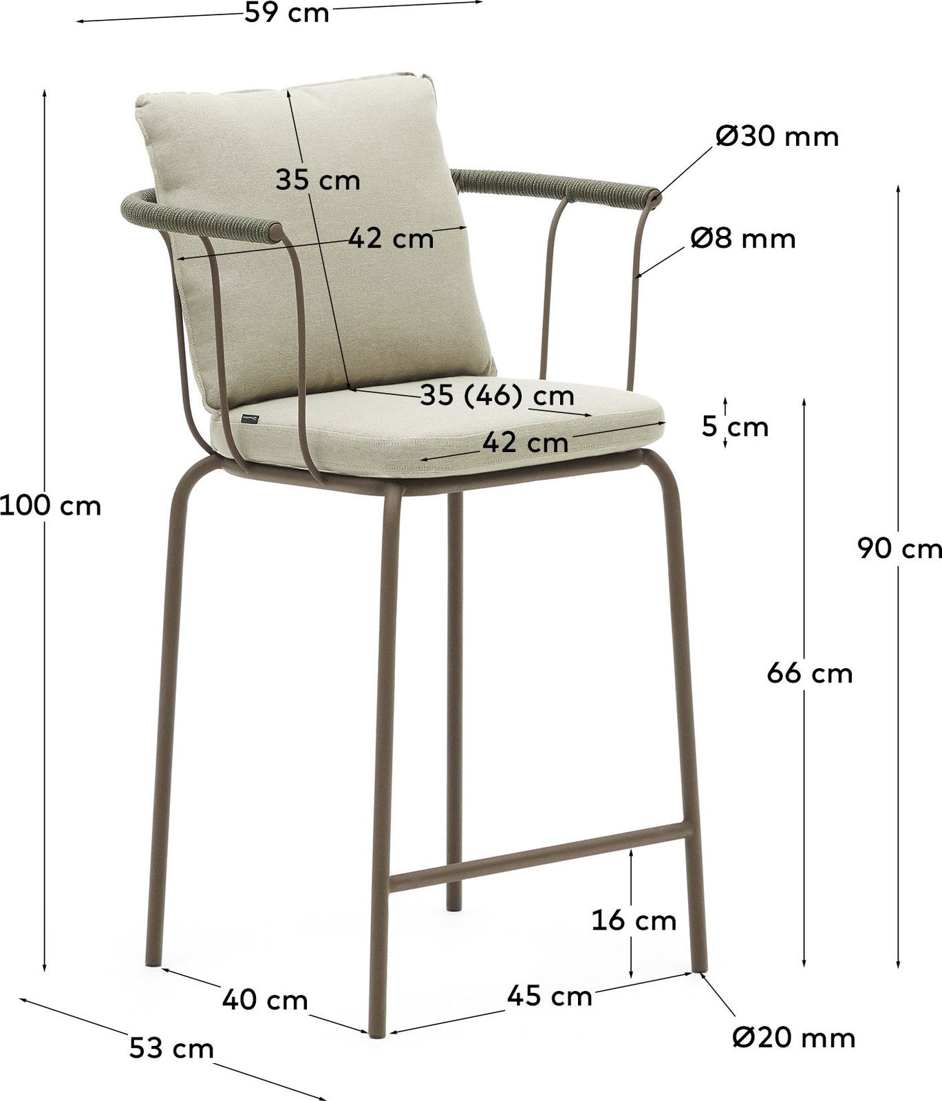 Kave Home Salguer Tuin Barkruk
